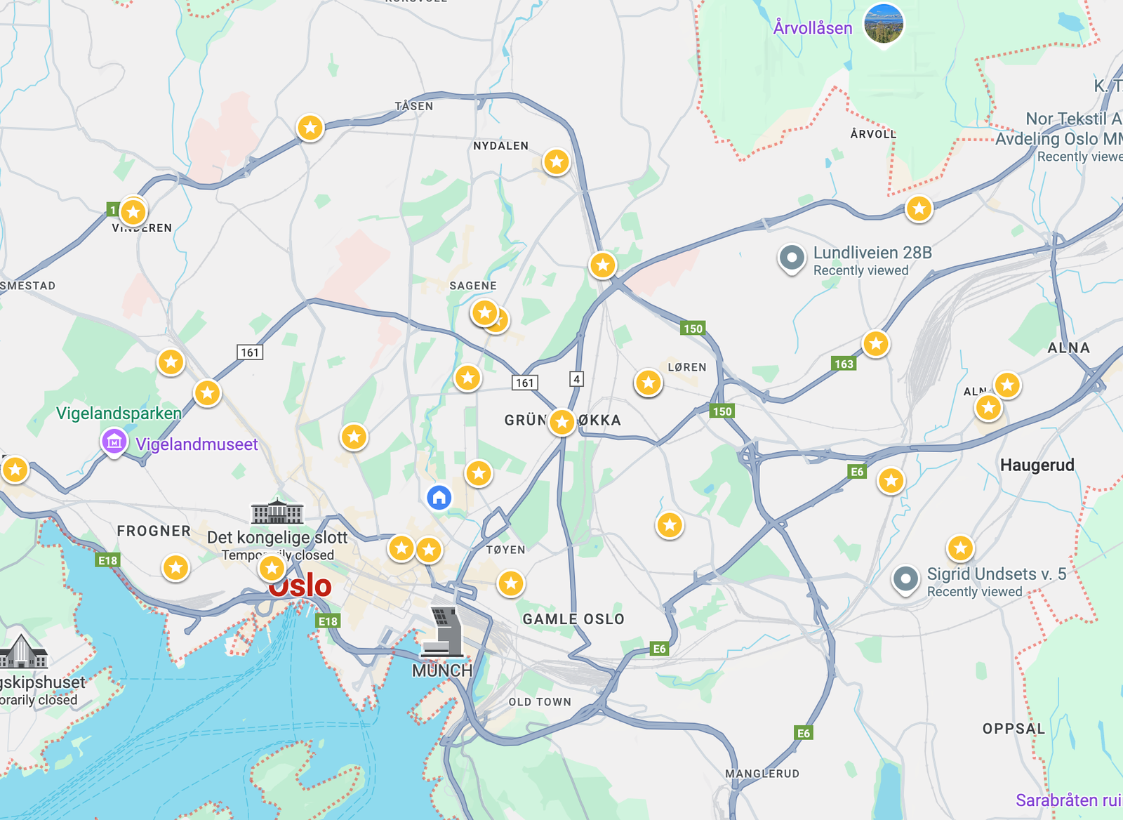 Kart over Oslo sentrum